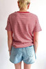 Pink Stripe Crew Neck Casual T Shirt Pink Stripe Crew Neck Casual T Shirt