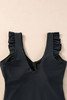 Black Ruffled Trim Ruched One Piece Bathing Suit Black Ruffled Trim Ruched One Piece Bathing Suit