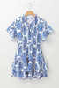 Ashleigh Blue Vintage Floral Print Wide Ruffled Sleeve Dress