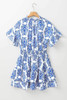 Ashleigh Blue Vintage Floral Print Wide Ruffled Sleeve Dress