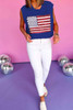 Bluing Sparkling American Flag Knitted Vest Bluing Sparkling American Flag Knitted Vest