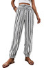 Black Stripe Boho Striped Print Casual Pants