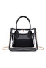 Black PVC PU Leather Patchwork Chain Strap Shoulder Bag