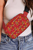 Fiery Red Rugby Star Printed Buckle Strap Crossbody Bag