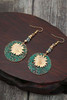 Real Teal Retro Sunflower Disc Alloy Dangle Earrings