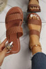 Chestnut Braided Double Band Leathered Flat Slippers