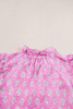 Pink Vintage Floral Ruffled Split Neck Short Sleeve Blouse Pink Vintage Floral Ruffled Split Neck Short Sleeve Blouse
