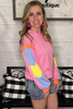 Pink Candy Colorblock French Terry Top