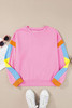 Pink Candy Colorblock French Terry Top