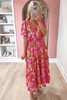 Rose Floral Short Sleeve Smocked Waist Maxi dress Rose Floral Short Sleeve Smocked Waist Maxi dress