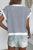 Blue Stripe Ribbed Trim Loose Fit Knitted Sweater Vest