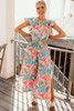 Floral Ruffled Sleeve Top Smocked Wide Leg Pants Set