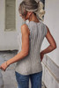 Gray Striped Cutout Twist Front Tank Top Gray Striped Cutout Twist Front Tank Top