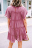 Rose Red Short Sleeve Tiered Frilly Mini Dress