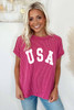 Rose Red Textured USA Graphic T Shirt Rose Red Textured USA Graphic T Shirt