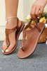 Chestnut Faux Leather Hollow Out Clip Toe Flat Sandals Chestnut Faux Leather Hollow Out Clip Toe Flat Sandals