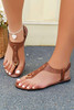 Chestnut Faux Leather Hollow Out Clip Toe Flat Sandals Chestnut Faux Leather Hollow Out Clip Toe Flat Sandals
