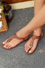 Chestnut Faux Leather Hollow Out Clip Toe Flat Sandals Chestnut Faux Leather Hollow Out Clip Toe Flat Sandals