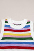 Multicolour Striped Knitted Eyelet Slim Sweater Vest