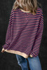 Red Stripe Oversized Contrast Trim Pullover Sweatshirt Red Stripe Oversized Contrast Trim Pullover Sweatshirt
