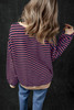 Red Stripe Oversized Contrast Trim Pullover Sweatshirt Red Stripe Oversized Contrast Trim Pullover Sweatshirt