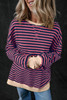 Red Stripe Oversized Contrast Trim Pullover Sweatshirt Red Stripe Oversized Contrast Trim Pullover Sweatshirt