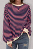Red Stripe Oversized Contrast Trim Pullover Sweatshirt Red Stripe Oversized Contrast Trim Pullover Sweatshirt