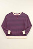 Red Stripe Oversized Contrast Trim Pullover Sweatshirt Red Stripe Oversized Contrast Trim Pullover Sweatshirt
