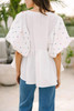 White Embroidered Puff Sleeve V Neck Blouse White Embroidered Puff Sleeve V Neck Blouse