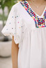 White Embroidered Puff Sleeve V Neck Blouse White Embroidered Puff Sleeve V Neck Blouse