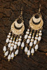 White Boho Beaded Tassel Alloy Charm Earrings