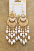White Boho Beaded Tassel Alloy Charm Earrings