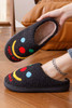 Black Keep Smile Printed Sherpa Home Slippers