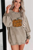 Khaki Halloween Leopard Pumpkin Graphic Corded Sweatshirt