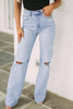 Beau Blue Vintage Light Wash Distressed Flare Jeans