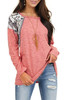 Pink Long Sleeve Top With Leopard Snakeskin Print