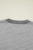 Gray Stripe Geometric Textured Drop Shoulder Sweater