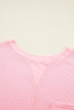 Pink Plus Size Ribbed Exposed Seam Tee and Shorts Set
