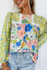 Green Mixed Floral Print Long Sleeve Blouse Green Mixed Floral Print Long Sleeve Blouse