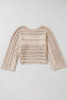 Smoke Gray Hollow-out Cable Knit Cropped Sweater