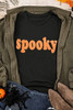 Black Halloween Spooky Crew Neck Casual Graphic Tee