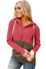 Half Zip Colorblock Hoodie For Women