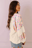 Apricot Textured Floral Patchwork Balloon Sleeve Blouse