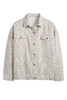 White Leopard Printed Flap Pocket Denim Jacket