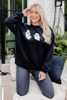 Black Halloween Ghosts Print Round Neck Sweatshirt