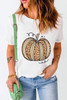 White Leopard Pumpkin Graphic Crewneck Halloween T Shirt