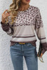 Brown Leopard Color Block Crewneck Long Sleeve Top Brown Leopard Color Block Crewneck Long Sleeve Top
