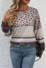 Brown Leopard Color Block Crewneck Long Sleeve Top Brown Leopard Color Block Crewneck Long Sleeve Top