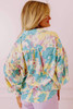Yellow Floral Allover Print Shirred Cuff Oversized Shirt