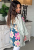Green Plus Size Flower Patchwork Exposed Seam High Low Top
